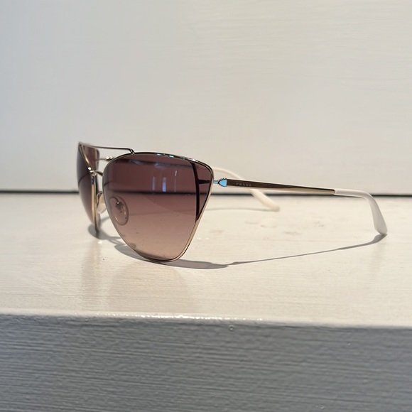 LIKE NEW PRADA SPR 65V ZVN 3D0 GOLD BROWN AUTHENTIC SUNGLASSES FRAME SPR65V - Picture 2 of 7